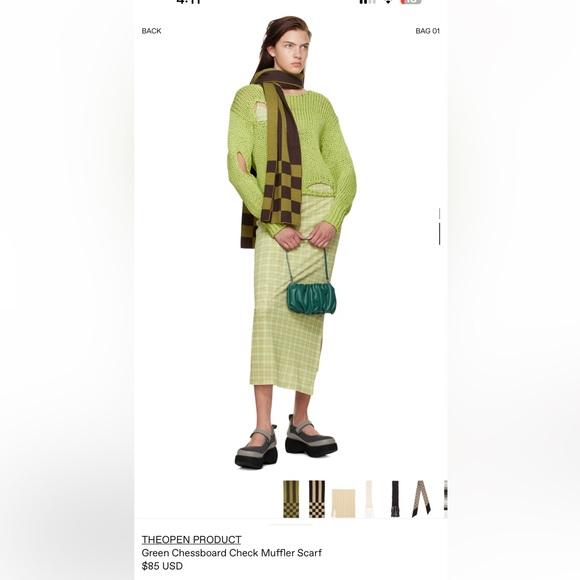 Brand new TheOpen Product Green Chess Board Check Muffler Scarf - Picture 3 of 3